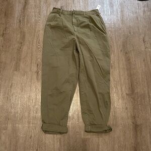 Gap Green High Rise Pleated Taper Khaki Pants size 16 Tall